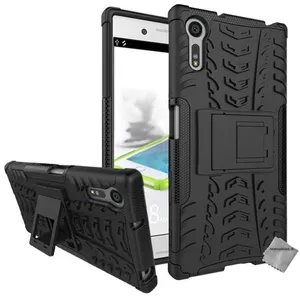 Housse etui coque rigide anti choc pour Sony Xperia XZ + verre trempe - NOIR - htdmobiles