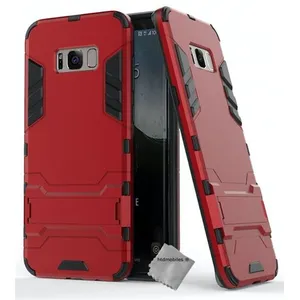 Housse etui coque rigide anti choc pour Samsung G950F Galaxy S8 + verre trempe - ROUGE - htdmobiles