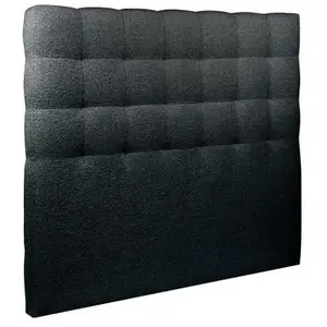 Comparateur de prix : SOMMEIL DE PLOMB Tete de lit Capitonnée Bouclette Noir - Bois massif - L 180 cm - Ep 10 cm rembourré