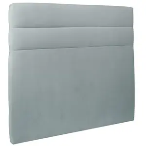 SOMMEIL DE PLOMB Tete de lit Lignes Velours Gris bleuté L 160 cm - Ep 10 cm rembourré - Tête de lit design en bois massif pas cher