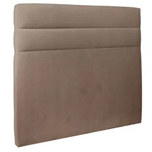 SOMMEIL DE PLOMB Tete de lit Lignes Velours Taupe - Bois massif - L 140 cm - Ep 10 cm rembourré