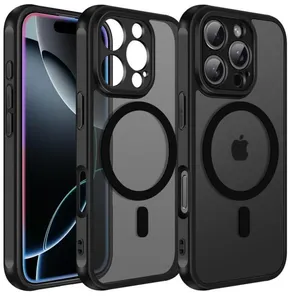 HQSELECTION Coque Mat Magnétique pour iPhone 16 PRO MAX, Compatible avec MagSafe, Protection d'objectif ,Coque Translucide Arrière Antichoc pas cher