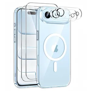 HQSELECTION Coque Magnétique pour Iphone 17 AIR+ 2 Vitre Verres Trempés + 2 Caméra Protecteur Compatible Avec MagSafe Transparent pas cher