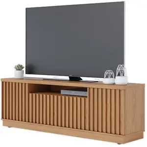 Meuble TV - AMAZONAS - 70 Pouces - Imitation Chêne - 4 Portes - 7 Nich... pas cher