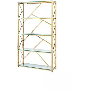 Bibliothèque GEOMAG 4 étagères en verre transparent - Gold pas cher