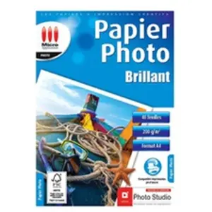 Micro Application - Papier Photo Finition Brillante - Format A4 - Pack Économique - Grammage 200 g/m² - 40 Feuilles - Papier certifié FSC - Emballage Zéro plastique pas cher