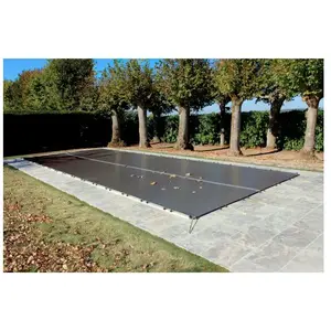 BACHES-PISCINES.COM Bâche Hivernage 550 g/m² Gris Anthracite 7,60 x 4,10 m pour Piscine Maximum 7 x 3,50 m - Grille d'Evacuation - Direct Usine France pas cher