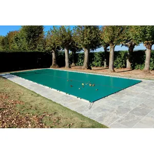 BACHES-PISCINES.COM Bâche Hivernage 550 g/m² Verte 9,70 x 4,70 m pour Piscine Maximum 9 x 4 m avec Grille d'Evacuation - Direct Usine France pas cher