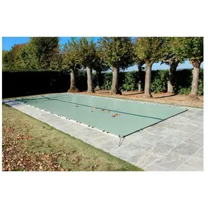 BACHES-PISCINES.COM Bâche Hivernage 550 g/m² Amande 6,60 x 3,60 m pour Piscine Maximum 6 x 3 m avec Grille d'Evacuation - Direct Usine France pas cher