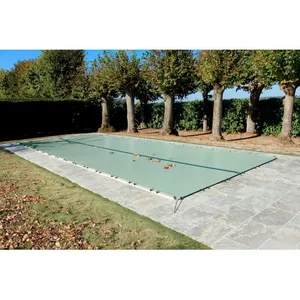 BACHES-PISCINES.COM Bâche Hivernage 550 g/m² Amande 7,60 x 4,10 m pour Piscine Maximum 7 x 3,50 m avec Grille d'Evacuation - Direct Usine France
