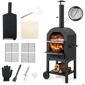 NATURE PRO Four à Pizza à Bois ou à Pellet Extérieur 162CM - Cuisson Facile avec Thermomètre+ Grilles, Pelle, Accessoires Complets - Jardin, pas cher