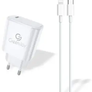Chargeur secteur USB-Type C + câble Ligtning Greenjoy 1 m Blanc pas cher