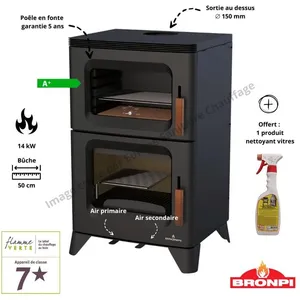 Poêle à bois avec four Hilton-H Bronpi pas cher