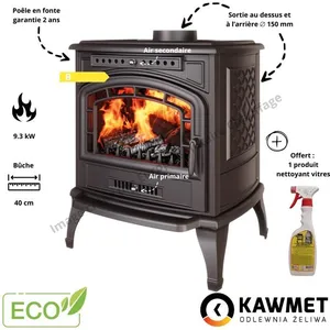 Poêle à bois en fonte 9.3 kW P7 ECO KAWMET pas cher