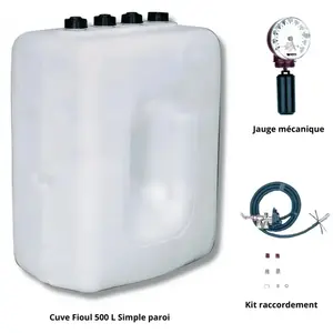 Kit Cuve fioul 500 L simple paroi + Kit aspiration Roth + Jauge pas cher