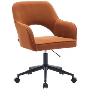 SWEEEK Chaise de bureau à roulettes velours côtelé camel L 60 x P 62 x H 89 / 99cm pas cher