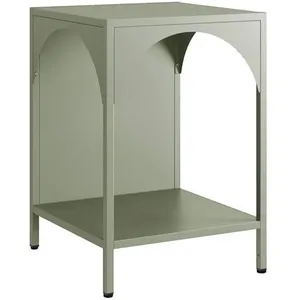 Table de chevet - SWEEEK - Métal vert - Style industriel - 1 porte - 35x35cm pas cher
