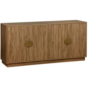 SWEEEK Buffet exotique 4 portes. effet bois de manguier rainuré. poignées en métal doré. L 160 x P 40 x H 75cm pas cher