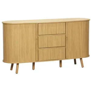 SWEEEK Buffet scandinave effet bois rainuré 2 portes coulissantes 150cm Legacy pas cher