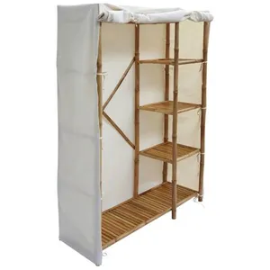 SWEEEK Armoire dressing en bambou. 3 étagères L110 x P40 x H170cm pas cher