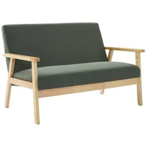 SWEEEK Banquette canapé 2 places en bois et tissu velours côtelé coloris vert kaki. Isak. L 114 x P 69.5 x H 73cm pas cher