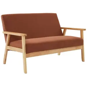 SWEEEK Banquette canapé 2 places en bois et tissu velours côtelé coloris marron. Isak. L 114 x P 69.5 x H 73cm pas cher