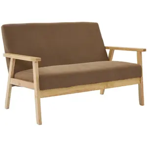 SWEEEK Banquette canapé 2 places en bois et tissu velours côtelé coloris taupe. Isak. L 114 x P 69.5 x H 73cm pas cher