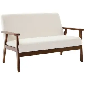 SWEEEK Banquette canapé 2 places en bois teinté noyer clair et tissu bouclette. Isak. L 114 x P 69.5 x H 73cm pas cher