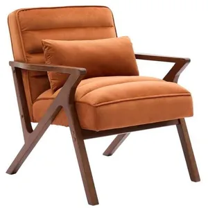 SWEEEK Fauteuil scandinave bois d'hévéa et velours terracotta pas cher