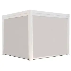 SWEEEK Pergola bioclimatique aluminium Triomphe 3x3 m lames orientables avec 2 stores en aluminium et textilène blancs pas cher