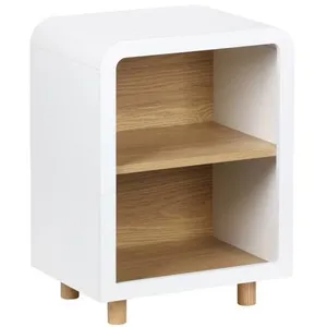 Table de chevet - SWEEEK - Effet bois blanc et naturel - 2 niches - Style contemporain - MDF pas cher