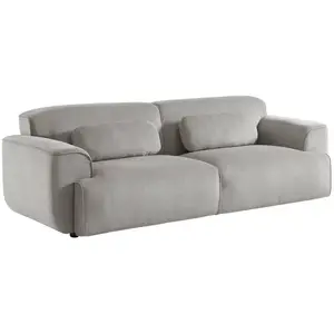 Canapé 3 places - SWEEEK - Wallas - Velours côtelé - Gris clair - Déhoussable pas cher