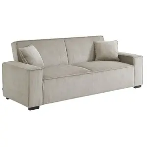 SWEEEK Canapé convertible 3 places beige velours côtelé L 231 x P 96.5 x H 80cm pas cher