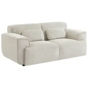 SWEEEK Canapé Wallas. 2 places. tissu velours côtelé blanc crème L 180 x P 98 x H 73cm pas cher