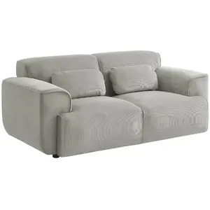 SWEEEK Canapé Wallas. 2 places. tissu velours côtelé gris clair L 180 x P 98 x H 73cm pas cher