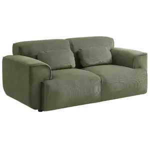 Canapé - SWEEEK - Wallas - 2 places - Velours côtelé vert - L 180 x P 98 x H 73cm pas cher