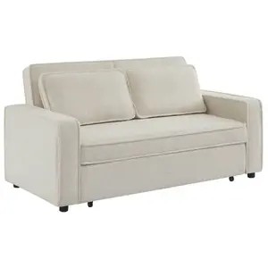 SWEEEK Canapé convertible 3 places bouclette blanc crème pas cher