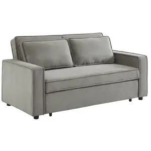 SWEEEK Canapé convertible 3 places gris clair velours côtelé. banquette. lit pas cher