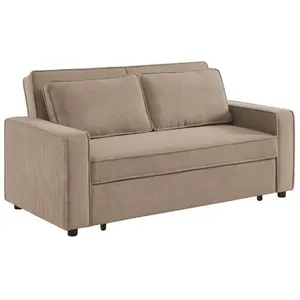 SWEEEK Canapé convertible 3 places blanc beige velours côtelé. banquette. lit pas cher