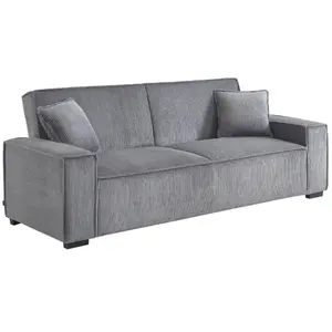 SWEEEK Canapé convertible 3 places gris clair velours côtelé L 231 x P 96.5 x H 80cm pas cher