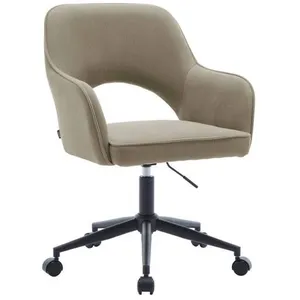 SWEEEK Chaise de bureau à roulettes velours côtelé taupe L 60 x P 62 x H 89 / 99cm pas cher