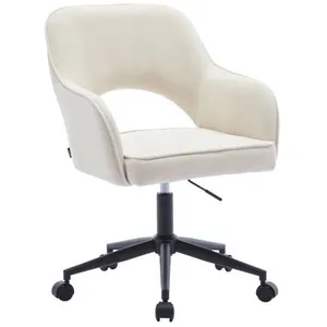Chaise de bureau - SWEEEK - Jim - Velours côtelé - Blanc cassé - Hauteur réglable pas cher