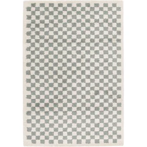 Comparateur de prix : SWEEEK Tapis intérieur shaggy poils longs 80x150cm damier bleu clair et crème