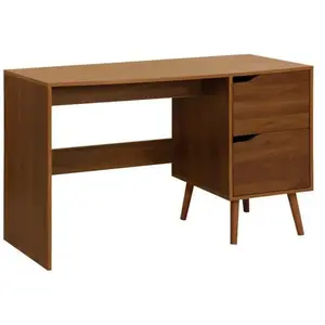 SWEEEK Bureau à 2 tiroirs effet bois de noyer pas cher