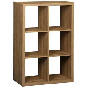 SWEEEK Etagère bibliothèque 2 niveaux 6 compartiments. effet bois de manguier. L 111.2 x P 39 x H 76cmVendu parcdiscount