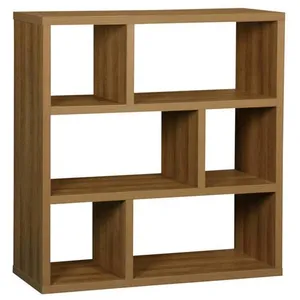 SWEEEK Etagère bibliothèque asymétrique 3 niveaux 6 compartiments. effet bois de manguier. L 111.2 x P 39 x H 115.2cmVendu parcdiscount