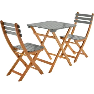 Table de jardin - SWEEEK - HILORA - Bois d'acacia - 2 chaises pliables - Carrée pas cher