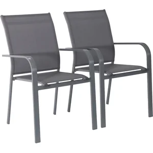 sweeek - Set van 2 buffalo stapelbare tuinstoelen van aluminium en tex... pas cher