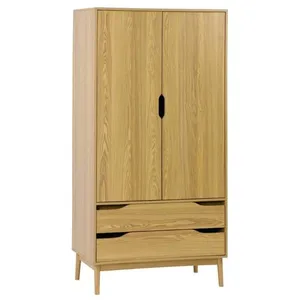 SWEEEK Armoire dressing vintage effet frêne 2 portes. 2 tiroirs. 1 tringle pas cher
