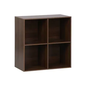 SWEEEK Etagère. bibliothèque. module de rangement décor bois noyer 4 c... pas cher
